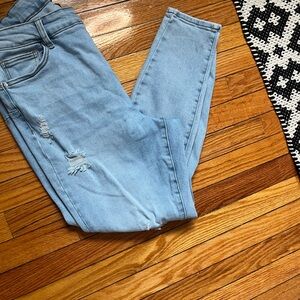 Light Blue Distressed Women Jeans-